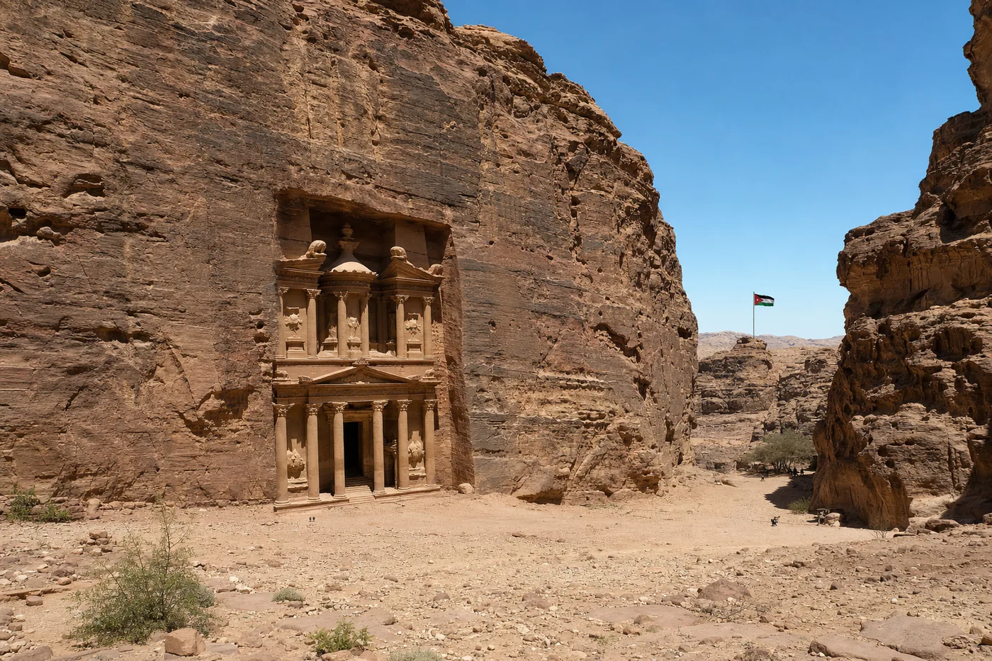 Jordan – famous landmark with the national flag