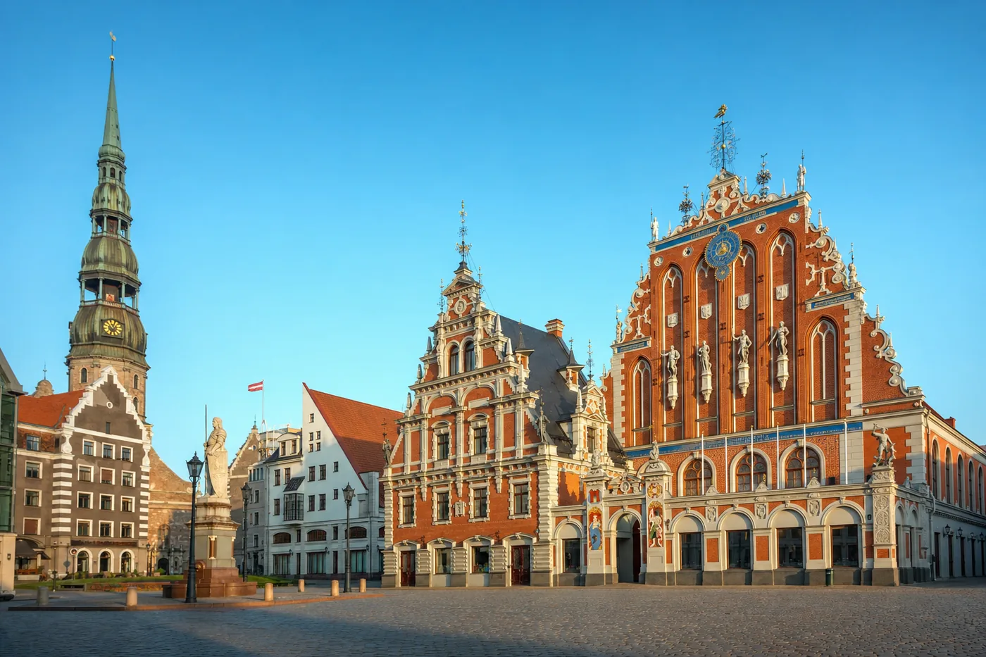 Latvia – famous landmark with the national flag