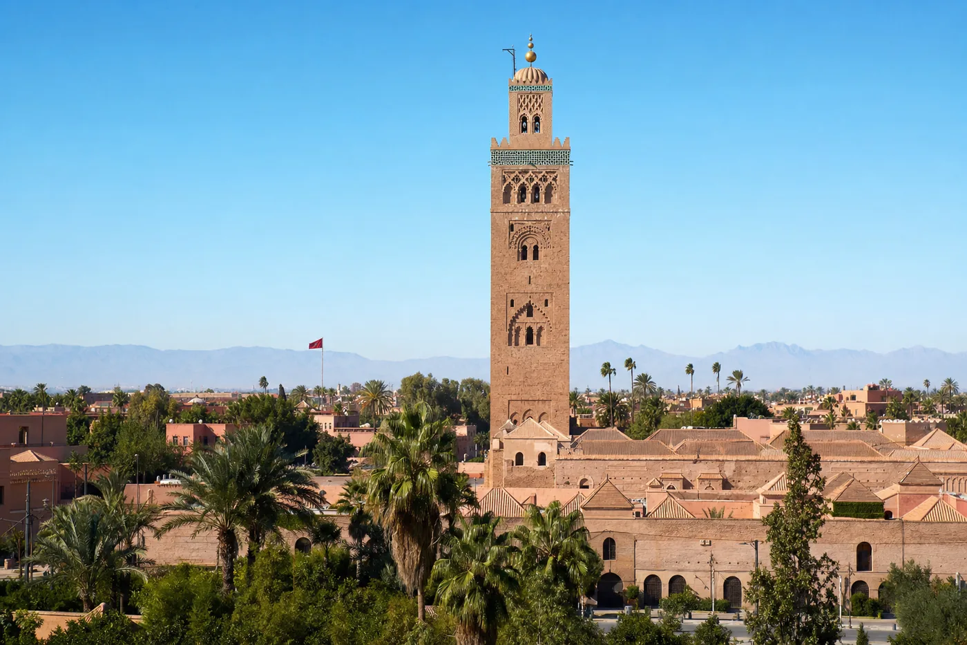Morocco – famous landmark with the national flag