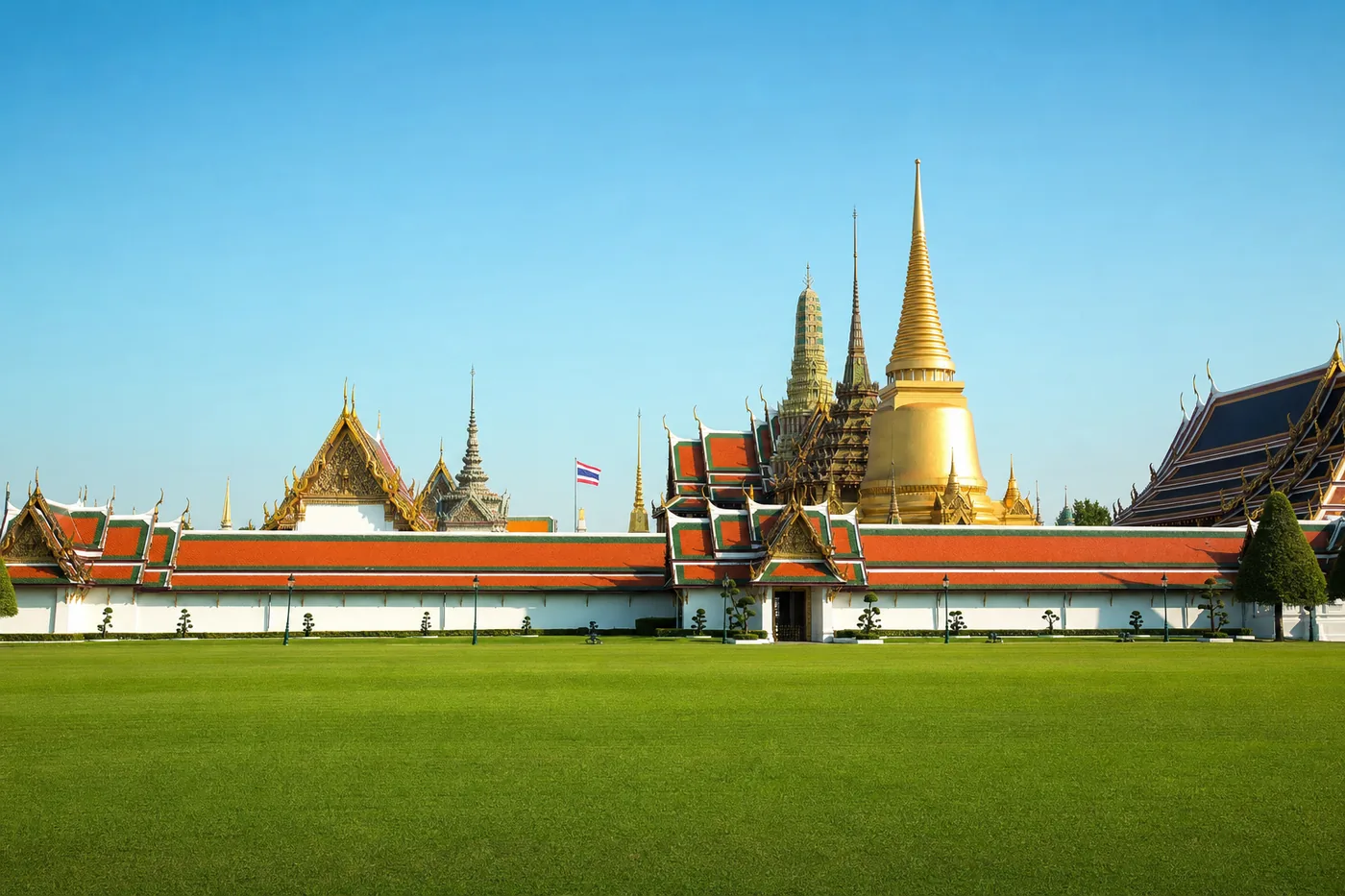 Thailand – famous landmark with the national flag