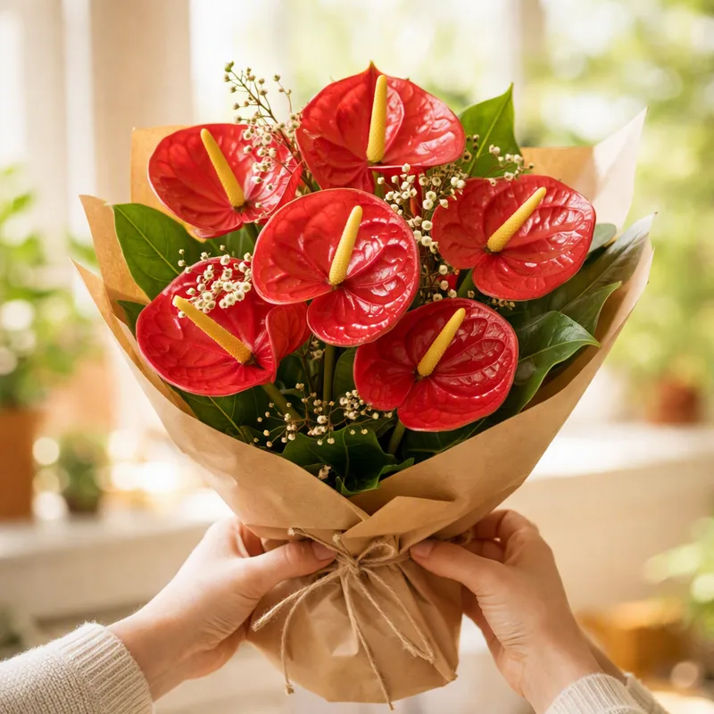 Anthurium (Flamingo Flower) – Red – bilde 3