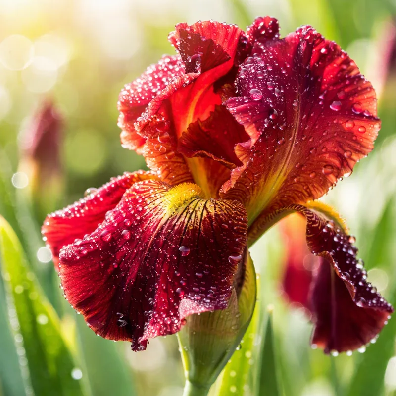 Deep purple iris – close-up of decorative petals